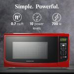Farberware 0.7 Cu. Ft. Countertop Microwave Oven – 700 Watts Power, Auto Cook Settings, Defrost, Easy Clean and Child Safety Lock - Red