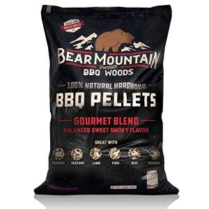 Bear Mountain All Natural Wood Pellets for Smoker, Grill & BBQ, 40 Lbs, Gourmet Blend - Premium Hardwood Barbecue Pellets for Indoor and Outdoor Grilling