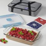 Anchor Hocking 3 Quart Glass Baking Dish with Lid, Insulated Carrier & Hot/Cold Pack