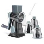 REDPANT Cheese Grater Hand Crank, Manual Cheese Shredder with 3 Interchangeable Blades, Rotary Cheese Grater with Strong Suction Base, Easy to Use and Clean, GreyBlue