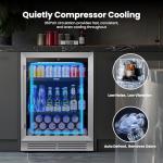 Yeego Beverage Refrigerator Cooler - 24 inch 180 Cans Mini Fridge with Glass Door, 34-54 ℉ Under Counter Refrigerator Built-in for Wine Beer Soda for Bar Bedroom Office