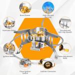 9900W Windproof Camping Gas Stove, Portable Camping Stove with Piezo Ignition, 1LB Propane Tank Adapter, Butane Adapter for Outdoor Cooking, Picnic, Camping and Hiking