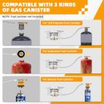 9900W Windproof Camping Gas Stove, Portable Camping Stove with Piezo Ignition, 1LB Propane Tank Adapter, Butane Adapter for Outdoor Cooking, Picnic, Camping and Hiking