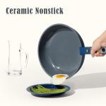 CAROTE Blue&Gold Ceramic Cookware Set Non Toxic, PFAS Free,15Pcs Pots and Pans Set Non Stick Detachable/Removable Handle,Kitchen Cooking Set Dishwasher Safe, Nonstick Pot and Pan, Induction Cookware