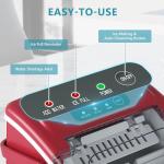 EUHOMY Countertop Ice Maker Machine with Handle, 26lbs Per Day, 9 Ice Cubes Ready in 6 Mins, Auto-Cleaning Portable Ice Maker with Basket and Scoop, for Home/Kitchen/Camping/RV (Red)