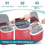 EUHOMY Countertop Ice Maker Machine with Handle, 26lbs Per Day, 9 Ice Cubes Ready in 6 Mins, Auto-Cleaning Portable Ice Maker with Basket and Scoop, for Home/Kitchen/Camping/RV (Red)