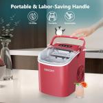 EUHOMY Countertop Ice Maker Machine with Handle, 26lbs Per Day, 9 Ice Cubes Ready in 6 Mins, Auto-Cleaning Portable Ice Maker with Basket and Scoop, for Home/Kitchen/Camping/RV (Red)