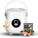 Linlove Rice Cooker Small 4 cup Uncooked,2 Quart Non-stick Mini Rice Cooker,With Stainless Steel Steamer Tray,One-Switch to Cook and Auto Keep Warm,Recipe Guide,Small space saving for 1-4 people,White