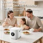 Linlove Rice Cooker Small 4 cup Uncooked,2 Quart Non-stick Mini Rice Cooker,With Stainless Steel Steamer Tray,One-Switch to Cook and Auto Keep Warm,Recipe Guide,Small space saving for 1-4 people,White