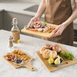 CY SISTERS Bamboo Cutting Board Set of 3 Natural Wooden Chopping Boards with Handles for Kitchen, Charcuterie & Cheese Serving Trays, Rustic Food Prep Platters for Bread, Meat, Fruit & Decor Display