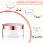 Dandat 24 Pcs 4 oz Plastic Jar Container with Lid and Label Refillable Empty Round Clear with Rose Gold PET Cosmetic Sample Containers for Lotion, Cream, Ointments, Body Butter, Makeup, Travel Storage