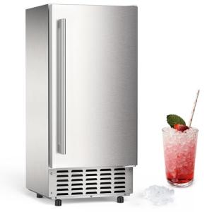 COWSAR Commercial Under Counter Nugget Ice Maker Machine, 68Lbs/Day Ice Maker with Double Ice Baskets, Bulit-in Freestanding Ice Machine, 24H Timer & Self-Cleaning, for Commercial & Home Use(Silver)