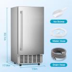 COWSAR Commercial Under Counter Nugget Ice Maker Machine, 68Lbs/Day Ice Maker with Double Ice Baskets, Bulit-in Freestanding Ice Machine, 24H Timer & Self-Cleaning, for Commercial & Home Use(Silver)