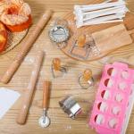 12 PCS Pasta Maker Tool Set Include 1 Pasta Drying Rack 1 Gnocchi Board 1 Dough Scraper 4 Ravioli Maker Cutter 2 Dumpling Maker Tool 1 Noodle Cutter 1 Rolling Pin 1 Pasta Stamp For Homemade Pasta (12)