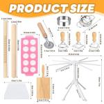 12 PCS Pasta Maker Tool Set Include 1 Pasta Drying Rack 1 Gnocchi Board 1 Dough Scraper 4 Ravioli Maker Cutter 2 Dumpling Maker Tool 1 Noodle Cutter 1 Rolling Pin 1 Pasta Stamp For Homemade Pasta (12)