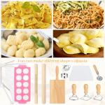 12 PCS Pasta Maker Tool Set Include 1 Pasta Drying Rack 1 Gnocchi Board 1 Dough Scraper 4 Ravioli Maker Cutter 2 Dumpling Maker Tool 1 Noodle Cutter 1 Rolling Pin 1 Pasta Stamp For Homemade Pasta (12)