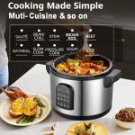 17.8QT Commercial Electric Pressure Cooker stainless steel Pressure Cooker | 24-hour Presetting |8 in 1 slow cooker with temperature control | LED Multifunction Food Warmer with nonstick pot