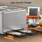 Digital Smart Toaster 4 Slice, Dual Touchscreen with Independent Control | Wide Slot for Bagel, Bread and More | 1800W, 6 Browning Levels, Defrost, Reheat, Single-Slice Function | Stainless Steel