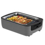 Amornest Indoor Smokeless Grill – 1100W Electric Grill Indoor with Dual Turbo Smoke Extractor, Dishwasher Safe Plates, Portable and Detachable Indoor Electric Smokeless Grill with Drip Pan