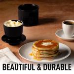 Zulay Kitchen Porcelain Butter Crock With Lid & Knife - Authentic French Butter Dish Keeper For Fresh & Spreadable Butter - Black Bell Shaped