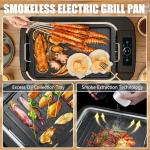 Amornest Indoor Smokeless Grill – 1100W Electric Grill Indoor with Dual Turbo Smoke Extractor, Dishwasher Safe Plates, Portable and Detachable Indoor Electric Smokeless Grill with Drip Pan
