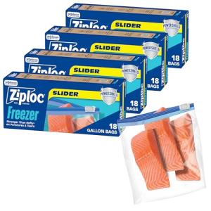 Ziploc Food Storage Gallon Freezer Slider Bags, Power Shield Technology for More Durability, 72 count