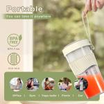 CKemu Portable Blender Shakes and Smoothies, Rechargeable Cordless Blender, 13.5 oz, BPA Free, Dishwasher Safe