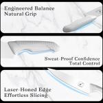 imarku Kitchen Knife Set, Japanese Knives Set For Kitchen, Stainless Steel Knife Set With Block, Deba Knives For Fish/Meat Slicing, Kitchen Essentials, White, Anti-Slip Handle, Dishwasher Safe