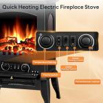 ZAFRO Electric Fireplace Stove, 5100 BTU Quick Heating Electric Fireplace Heater with Adjustable Flame Brightness, 1000W/1500W Thermostat, for Living Room, Bedroom