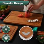 Bamboo Cutting Board, Non Slip Wood Cutting Boards for Kitchen 3 Packs Holder and Over Sink Nice Solid Thick Durable Cutting Boards for Kitchen Large Small Vegetables Fruits Kitchen Gifts (Carbonized)