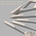 Umite Chef Silicone Kitchen Cooking Utensil Set, 43 pcs Spatula Set with Stainless Steel Handle, Non-stick Heat Resistant - Best Cookware Set-(Khaki)