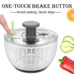 X&E Large 6-Quart Salad Spinner, Family-Size Lettuce Dryer, One-Touch Brake, Fruit & Veggie Washer, Dishwasher Safe, Essential Kitchen Helper