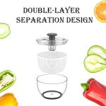 X&E Large 6-Quart Salad Spinner, Family-Size Lettuce Dryer, One-Touch Brake, Fruit & Veggie Washer, Dishwasher Safe, Essential Kitchen Helper