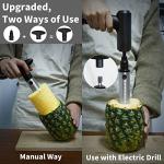 Newness Pineapple Corer Cutter, [Upgraded, Electric & Manual] Stainless Steel Fruit Pineapple Slicer with Electric Drill Accessory [Easier & Faster], Sturdy Pineapple Core Remover Kitchen Tool