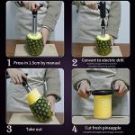 Newness Pineapple Corer Cutter, [Upgraded, Electric & Manual] Stainless Steel Fruit Pineapple Slicer with Electric Drill Accessory [Easier & Faster], Sturdy Pineapple Core Remover Kitchen Tool
