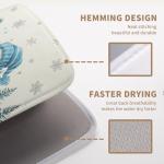 Winter Dish Drying Mat Winter Snowman Large Kitchen Mats Dish Drying Pad Blue Snowman Pine Tree Absorbent Dish Dryer Mat for Kitchen Countertops Microfiber Drainer Pad Dish Drying Mats (18x24 in)