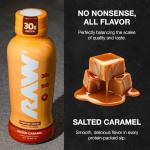 RAW Ready-to-Drink Protein Shake, Salted Caramel - RTD Protein Drinks with Grass-Fed Whey Protein Isolate for Post-Workout - Zero-Sugar & Gluten-Free Meal Replacement Drink & Breakfast Shake, 12 Fl Oz