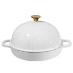 Flavehc Bread Oven Cast Iron Bread Dutch Oven with Cloche Lid for Bread Baking White Enameled Cast Iron Bread Oven with Dome Lid for Sourdough, 9.8 Inches