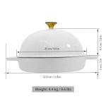 Flavehc Bread Oven Cast Iron Bread Dutch Oven with Cloche Lid for Bread Baking White Enameled Cast Iron Bread Oven with Dome Lid for Sourdough, 9.8 Inches