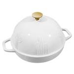 Flavehc Bread Oven Cast Iron Bread Dutch Oven with Cloche Lid for Bread Baking White Enameled Cast Iron Bread Oven with Dome Lid for Sourdough, 9.8 Inches
