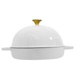 Flavehc Bread Oven Cast Iron Bread Dutch Oven with Cloche Lid for Bread Baking White Enameled Cast Iron Bread Oven with Dome Lid for Sourdough, 9.8 Inches