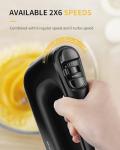 SHARDOR Hand Mixer Electric, 6 Speed & Turbo Mixer Electric Handheld, Snap-On Storage Case,5 Stainless Steel Accessories for Whipping, Mixing Cookies, Brownie, Cakes, Dough Batters (Black)