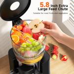 Cold Press Juicer Machines, Airpher 400W Juicer Machines with 5.8" Wide Feed Chute, Slow Masticating Juicer For Whole Vegetables & Fruits with High Juice Yield, Easy to Clean Gray