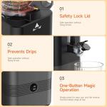 Cold Press Juicer Machines, Airpher 400W Juicer Machines with 5.8" Wide Feed Chute, Slow Masticating Juicer For Whole Vegetables & Fruits with High Juice Yield, Easy to Clean Gray