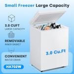 DollarDash 3.0 Cu.Ft Chest Freezer with 7 Temperature Settings, Quiet Compact Deep Freezer with Removable Basket, Mini Freestanding Freezer for Apartment, Kitchen, RV, Office or Restaurant Use