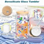 Micellwuu 8 Pack 16 Oz Sublimation Snow Globe Tumbler, Snow Globe Cups with Pre Drilled Hole, Double Wall Beer Can Glass Mason Jar Mug with Bamboo Lids and Straws for Snowglobe DIY