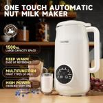8-in-1 Automatic Nut Milk Maker Machine, 50oz Soy Milk Maker with 12 Blades, Nut Milk Maker Blender for Homemade Plant-Based Milk, Oat, Soy, with Self-Cleaning, Keep Warm, 12-Hour Delay