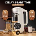 8-in-1 Automatic Nut Milk Maker Machine, 50oz Soy Milk Maker with 12 Blades, Nut Milk Maker Blender for Homemade Plant-Based Milk, Oat, Soy, with Self-Cleaning, Keep Warm, 12-Hour Delay