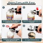 Multifunctional Heavy Duty Can Opener Manual Smooth Edge Can Opener and Bottle Openers with Magnet Durable Sharp Cutting Blade Comfortable Handle Big Effort-Saving Knob Kitchen Tool