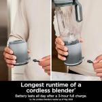 Ninja Blast Max, Portable Blender + Twist & Go, Personal Smoothie, Blend, Ice Crush, 3 Programs, Cordless, 22 oz removable Vessel, Dishwasher Safe, Leakproof, Silver, BC251SL